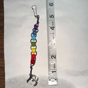 Colorful Beaded Keychain with Om Charm, Handmade.